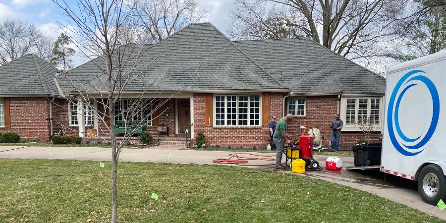 cme sewer repair at a home performing residential sewer services.