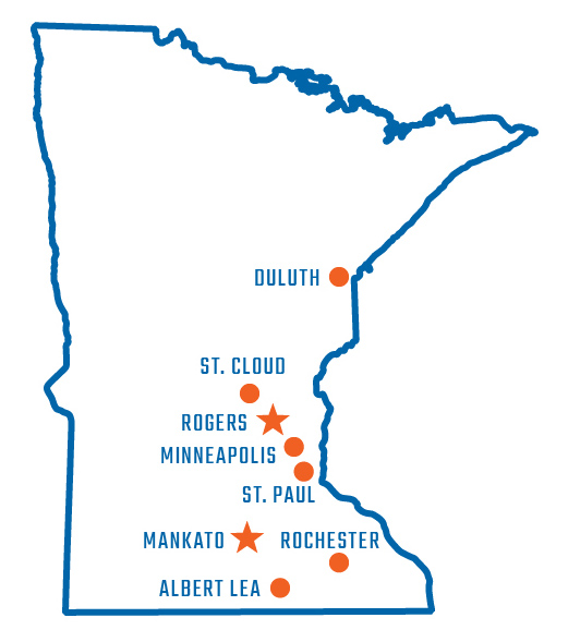 Map of Locations which HK Serves in Minnesota